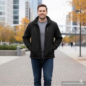 G. H. BASS & CO Men's XL Softshell Jacket Black NWT New Cozy Weather Resistant